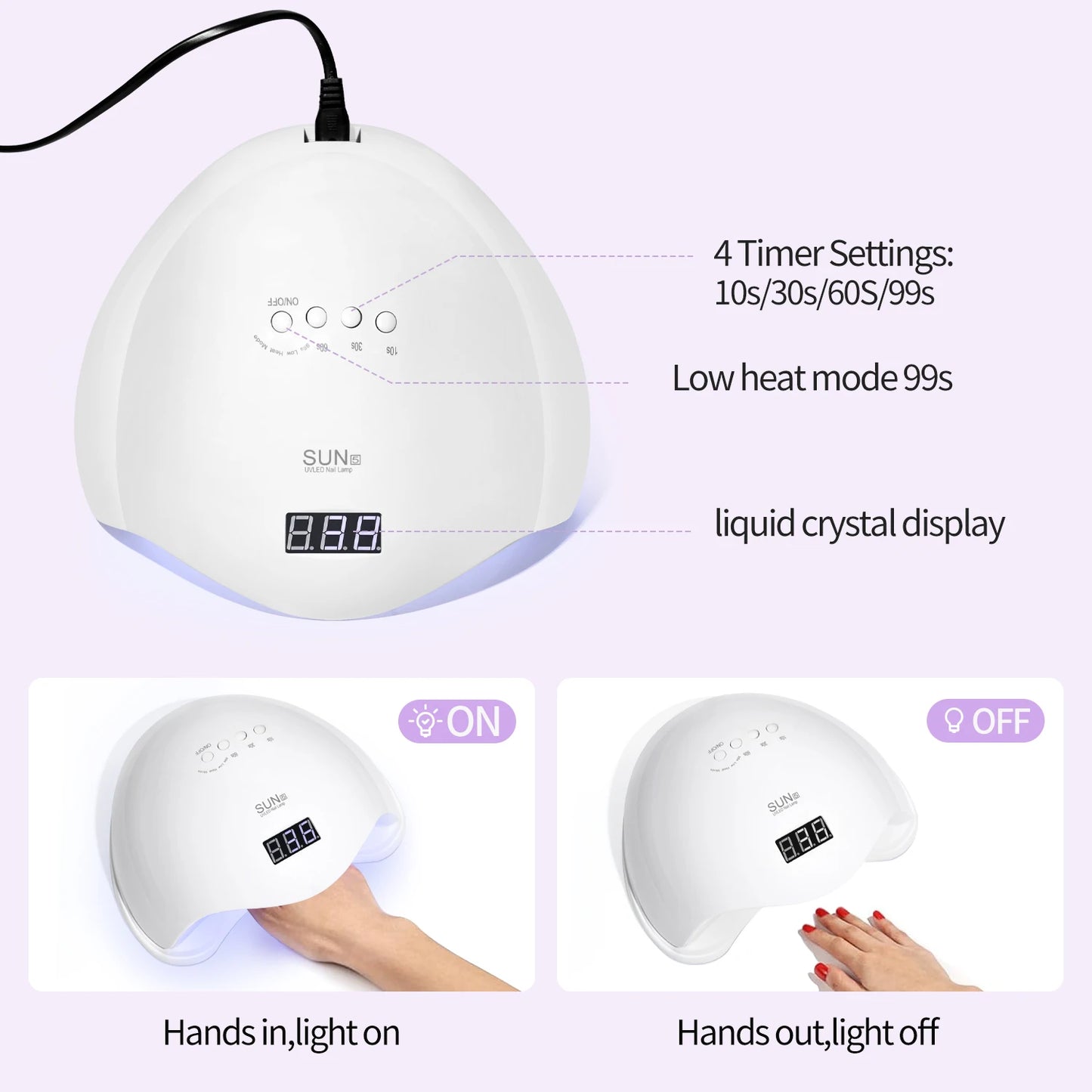 YIKOOLIN UV LED Nail Lamp 48W for Professional Saloon Fast Nail Gel Dryer with 4 Timers Automatic Sensor LCD Display