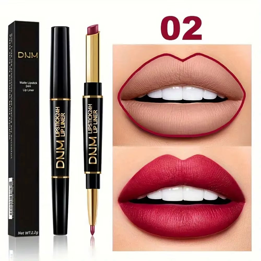 Double-Ended Non-Stick Cup Long Lasting Lipstick Lip Liner High Pigmented Waterproof Valentine'S Day Gifts