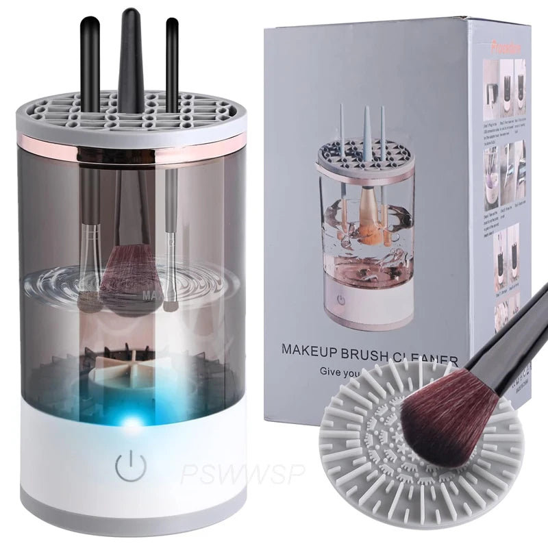 USB Plug Portable Electric Makeup Brush Cleaner with Rubber Makeup Machine Electric USB Quick Cleaner Cleaning Brush Collar Brus