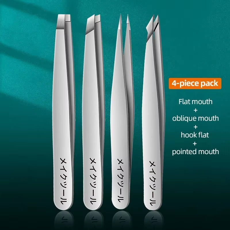 4Pcs Set Professional Tweezers Set Perfect for Eyebrow Hair Removal Splinter Very Effortless and Relaxed to Remove