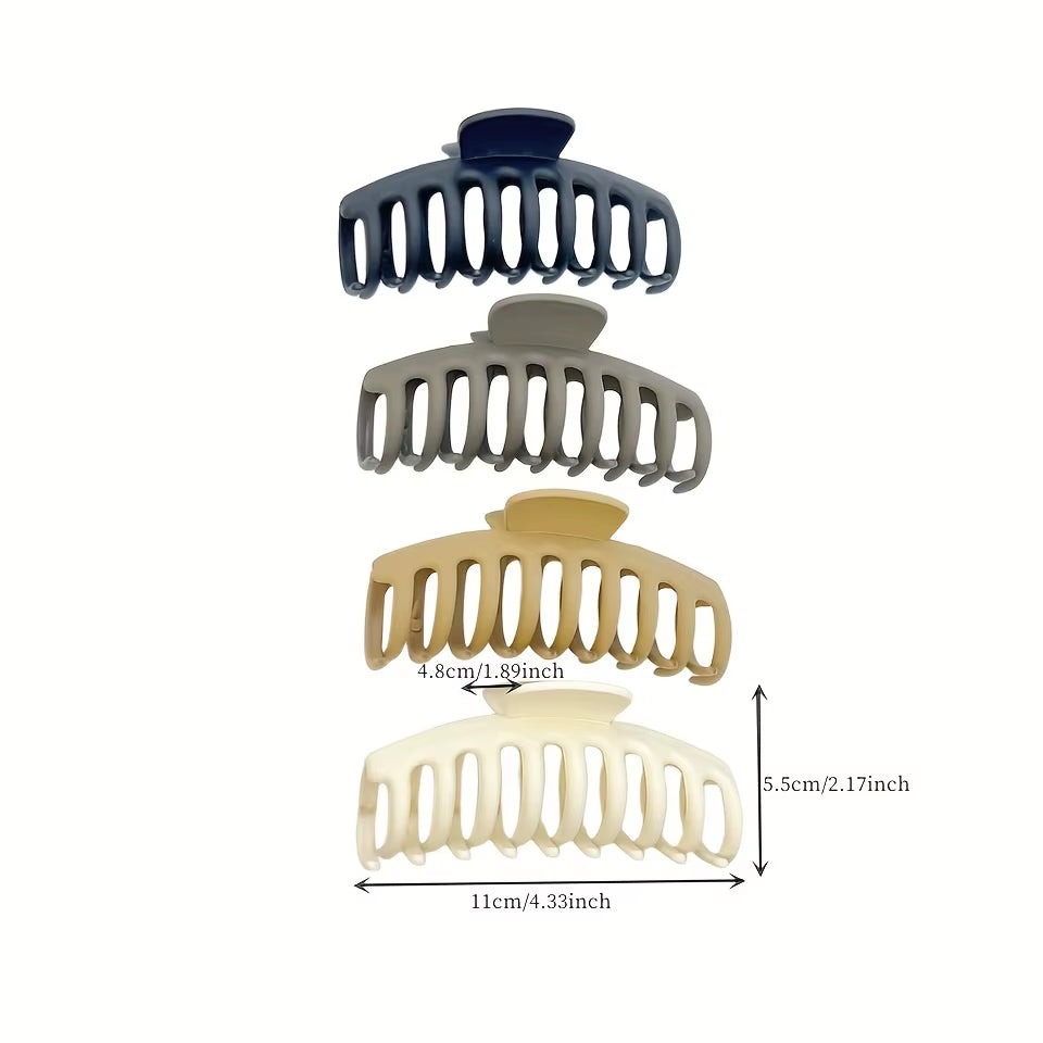 4Pcs/Set Keel 11Cm/4.33Inch Large Hair Clip Non-Slip Thick Hair Clip Matte Plastic Hair Clip Quick Bun Hair Clip Women'S Hair Ac