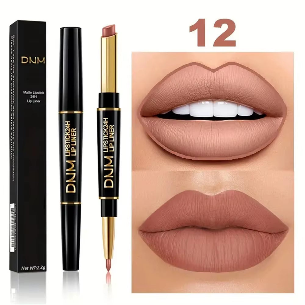 Double-Ended Non-Stick Cup Long Lasting Lipstick Lip Liner High Pigmented Waterproof Valentine'S Day Gifts