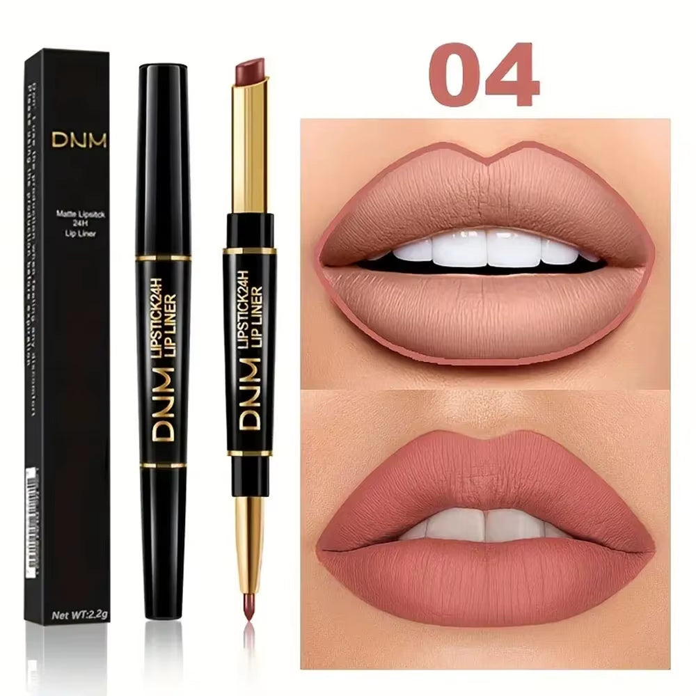 Double-Ended Non-Stick Cup Long Lasting Lipstick Lip Liner High Pigmented Waterproof Valentine'S Day Gifts