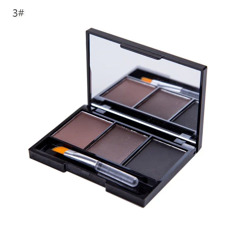 3 Color Eyebrow Powder Palette Cosmetic 3D Eye Brow Enhancer Professional Waterproof Makeup Eye Shadow with Brush Mirror Box