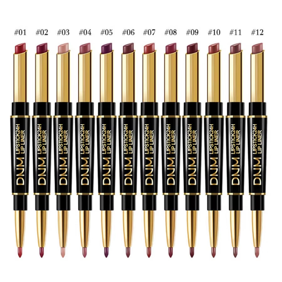Double-Ended Non-Stick Cup Long Lasting Lipstick Lip Liner High Pigmented Waterproof Valentine'S Day Gifts