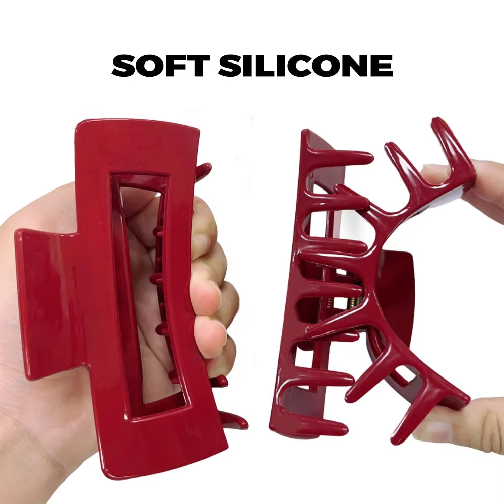 YHJ 10.5CM Hollow Square Soft Silicone Hair Claw Durable Anti-Collision Claw Clips Hair Clips Hair Accessories for Women Girls