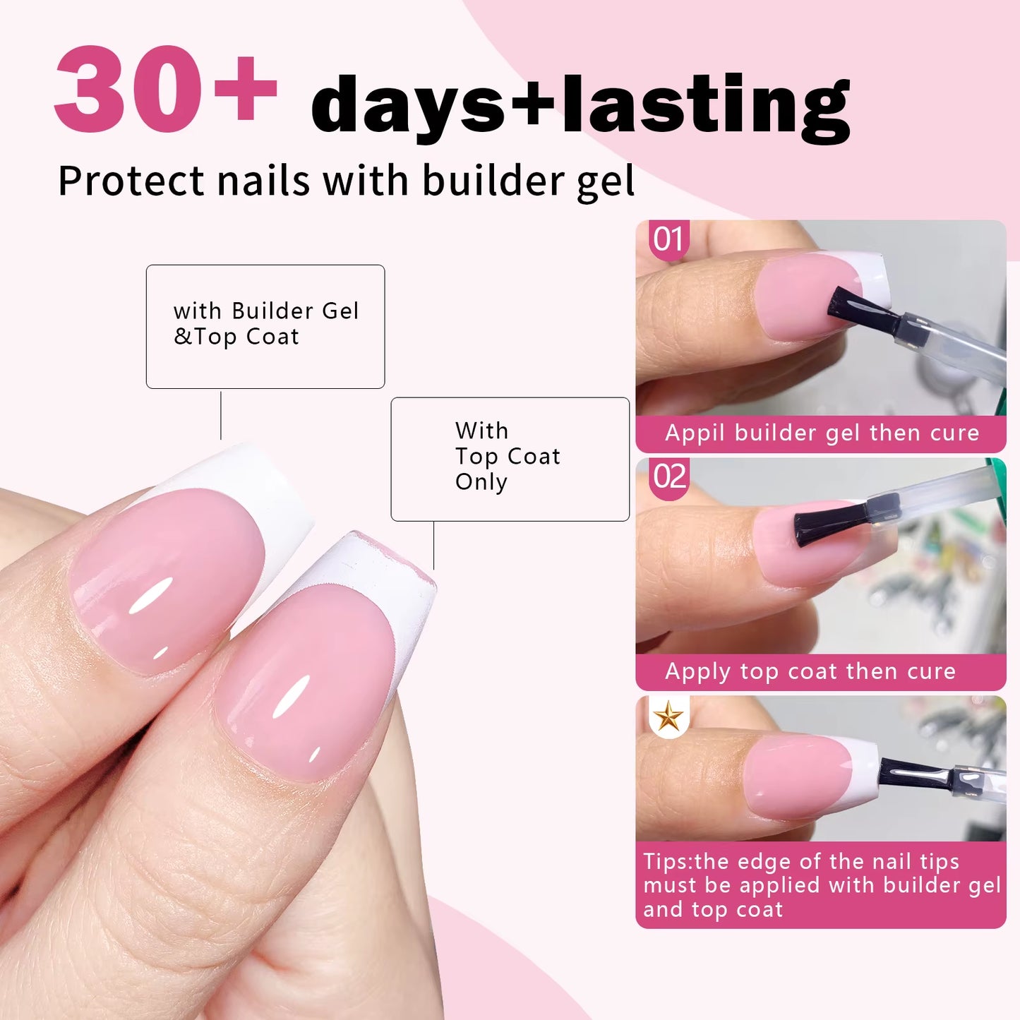 150PCS Coffin Almond Soft Gel Press on Nails 3 in 1 French Nail Tips Removeable 15 Sizes of Nail Art with Design DIY False Nails