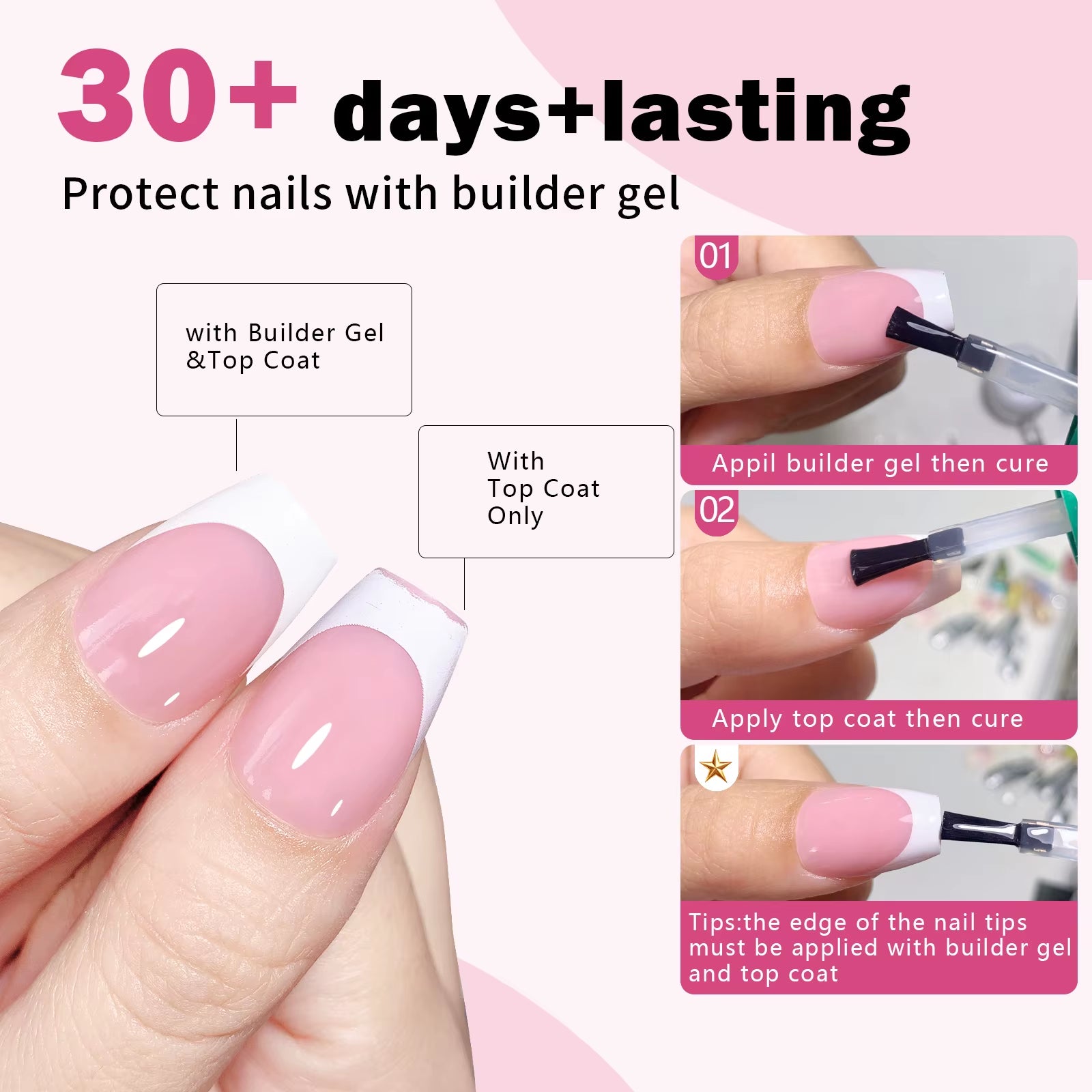 150PCS Coffin Almond Soft Gel Press on Nails 3 in 1 French Nail Tips Removeable 15 Sizes of Nail Art with Design DIY False Nails