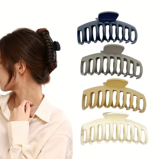 4Pcs/Set Keel 11Cm/4.33Inch Large Hair Clip Non-Slip Thick Hair Clip Matte Plastic Hair Clip Quick Bun Hair Clip Women'S Hair Ac
