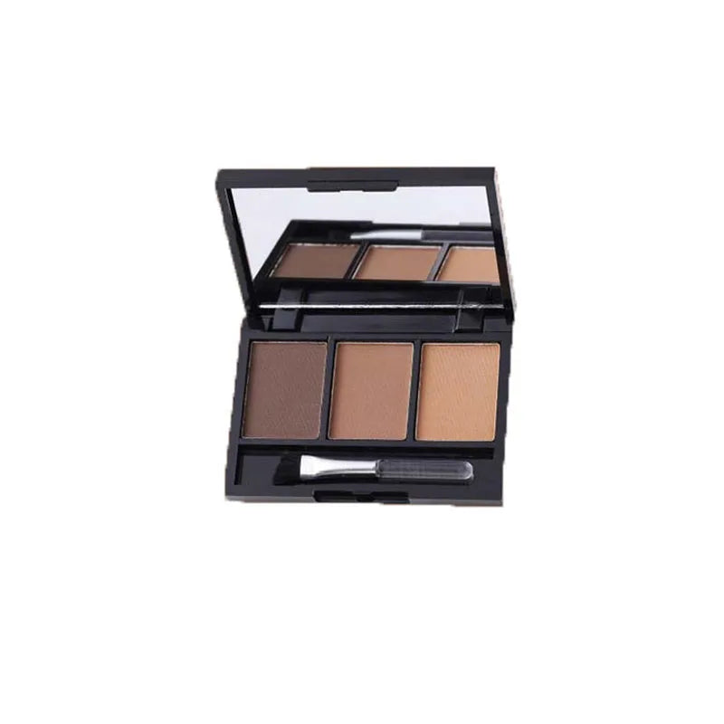 3 Color Eyebrow Powder Palette Cosmetic 3D Eye Brow Enhancer Professional Waterproof Makeup Eye Shadow with Brush Mirror Box