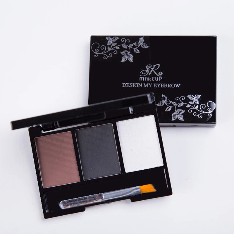 3 Color Eyebrow Powder Palette Cosmetic 3D Eye Brow Enhancer Professional Waterproof Makeup Eye Shadow with Brush Mirror Box