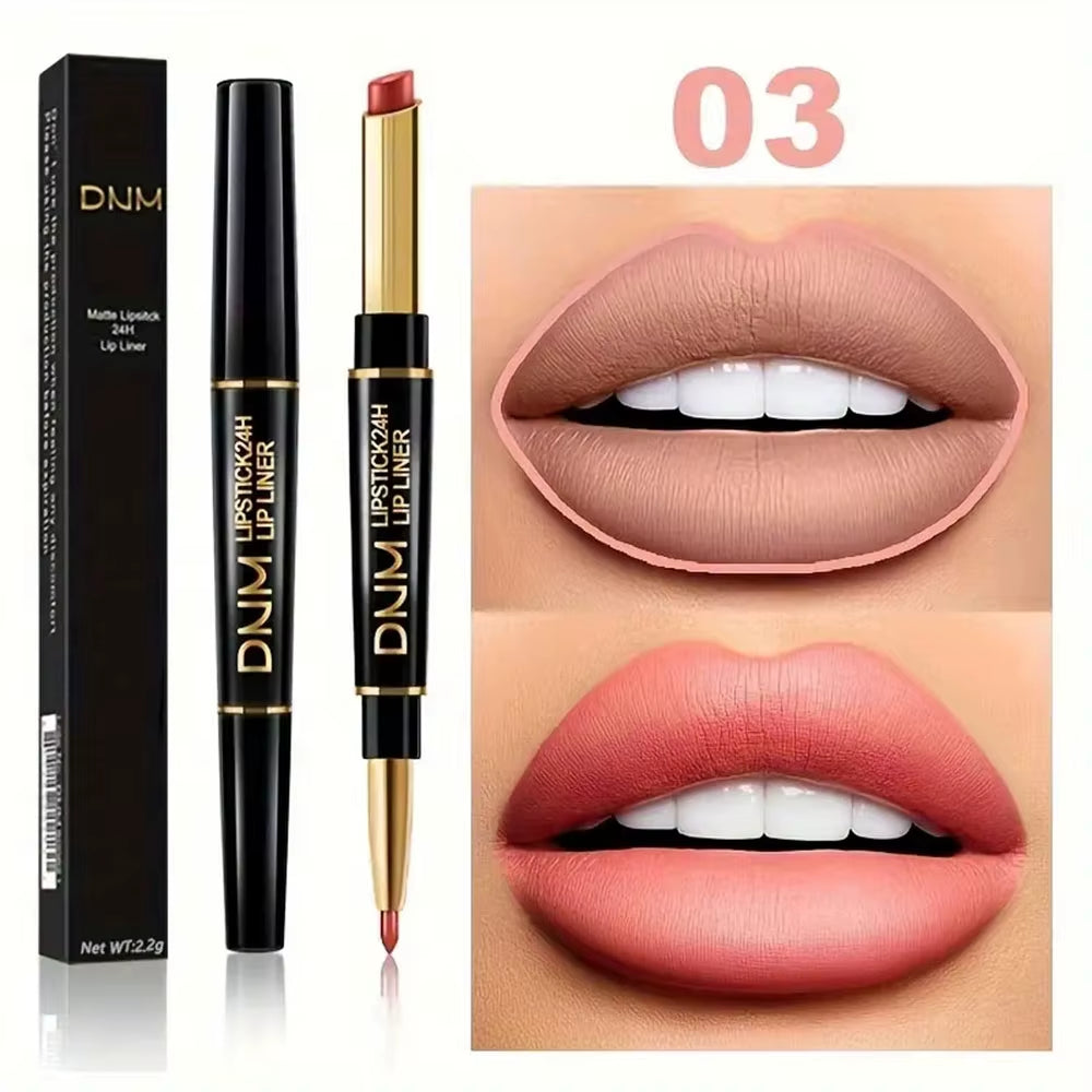 Double-Ended Non-Stick Cup Long Lasting Lipstick Lip Liner High Pigmented Waterproof Valentine'S Day Gifts
