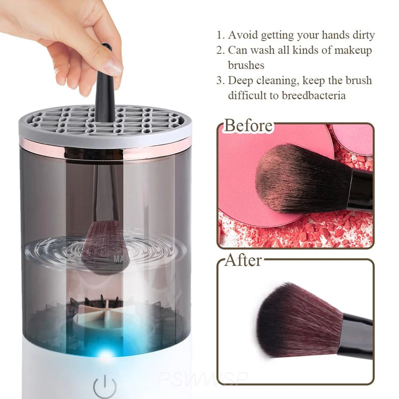 USB Plug Portable Electric Makeup Brush Cleaner with Rubber Makeup Machine Electric USB Quick Cleaner Cleaning Brush Collar Brus