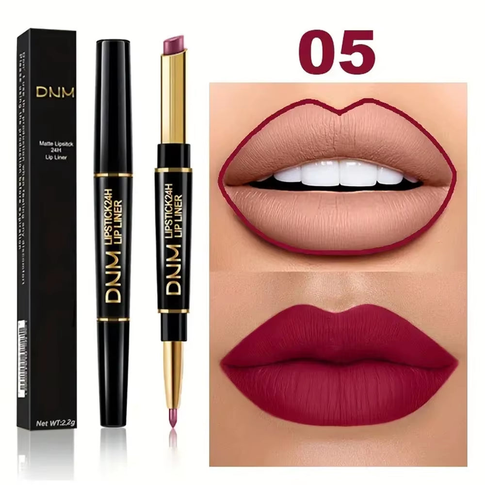 Double-Ended Non-Stick Cup Long Lasting Lipstick Lip Liner High Pigmented Waterproof Valentine'S Day Gifts